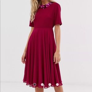 ASOS Design Raspberry Women’s Tea Length Dress